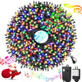 Music Motion Sensor Christmas String Lights 105FT 300 LED，Multicolour Christmas Tree Lights，End to End Plug In 6 Modes Decorative Light, No Timer；Waterproof for Indoor Outdoor Tree Party Decor