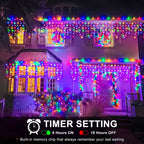 Icicle Christmas Lights, 98FT 1216 LED Icicle Lights for Outside with 228 Drops, 8 Modes Waterproof Twinkle String Lights for House Bedroom Wedding Holiday Decorations, Multicolor