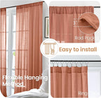 BGment Terracotta Linen Curtains 60 X 84 Inch Length, Wide Semi Sheer Drapes - Image 6