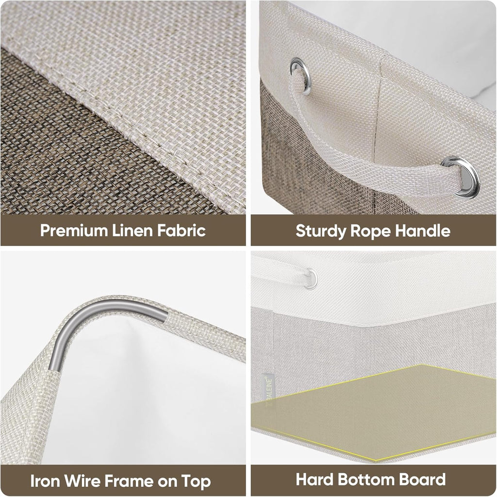 BALEINE 1 Pack Fabric Storage Bins for Shelves, Linen Storage Baskets for Organizing, Decorative Closet Bins for Clothes, Home (Brown, 12"x8"x8")