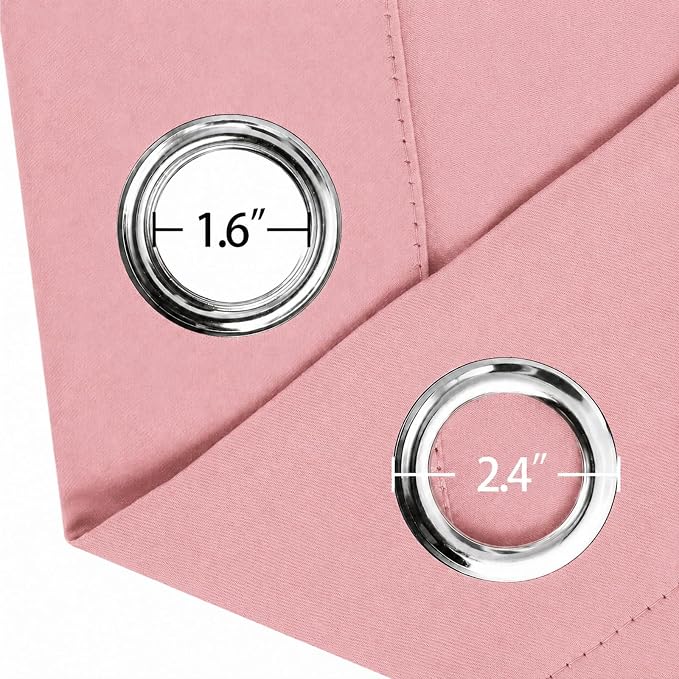 Pink Thermal Blackout Curtains/52 x 108 Inch/Set of 2 Panels Room Darkening - Image 5