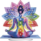 Diamond Painting Kits for Adults Beginners, 5D Full Drill Yoga Crystal Art Desktop Ornament, DIY Single Sided Home Office Desk Decor, Creative Craft Gift Set with Tools