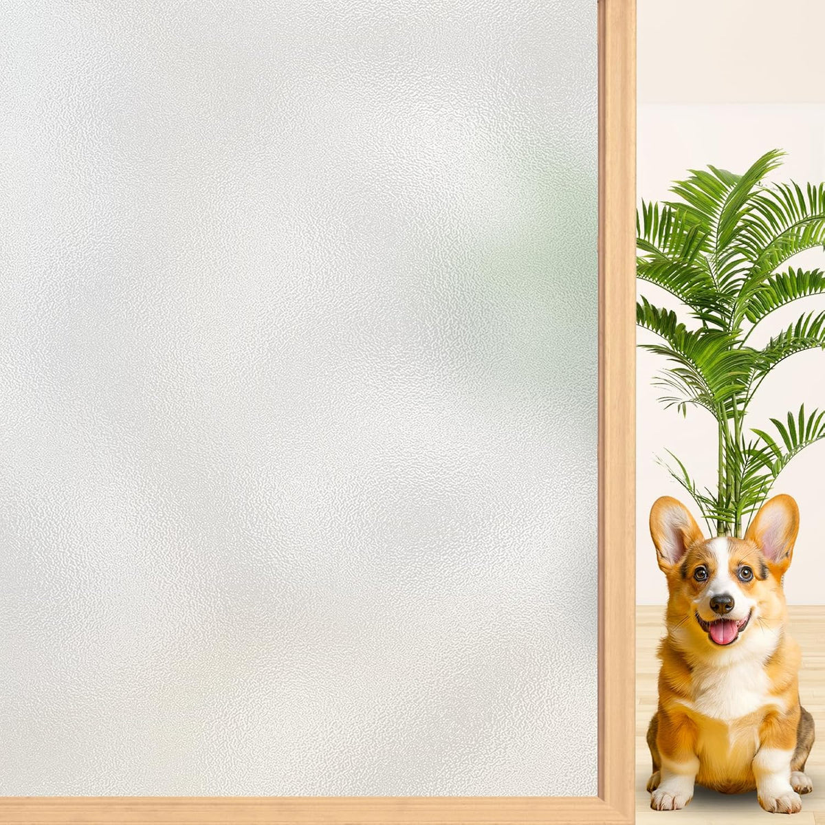 Niviy Frosted Glass Window Privacy Film 35.4 inch x 157 inch Window Frosting Film Static Cling UV Sun Blocking Bathroom Door Decorative Contact Paper for Windows
