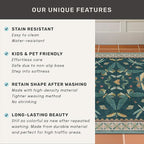 Teal Boho 4ft Round Area Rug, Washable Non Slip Insect & Floral Carpet - Image 6
