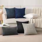 MIULEE Corduroy Decorative Throw Pillow Covers 16x16 Navy Blue Pack of 2 | Soft - Image 3