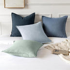 MIULEE Decorative Linen Euro Sham Pillow Covers 22x22 Inch Blue Ashes | Boho - Image 6