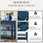 Solid Wood Console Table Entryway Table with Storage Drawers and Shelves Sofa Table for Entry Hallway Foyer(42" Navy Blue)