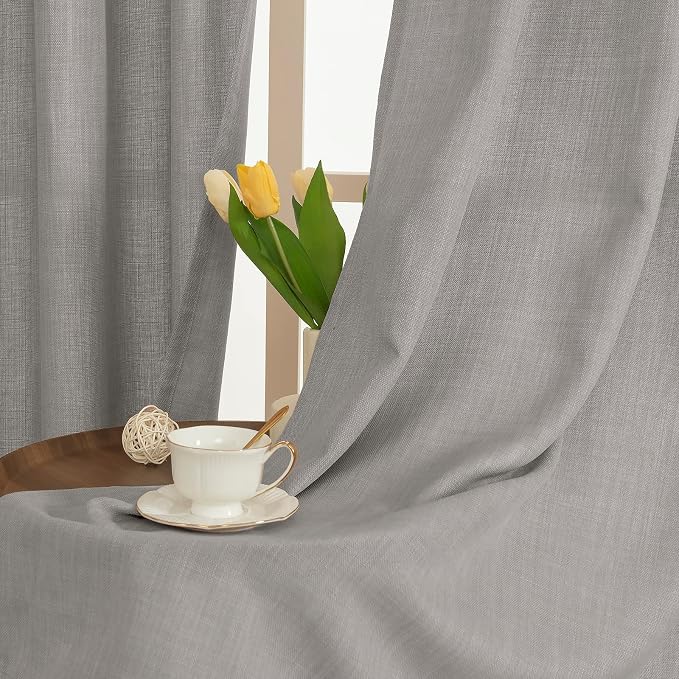 72 inch Length Linen Curtains for Living Room 2 Panels, Soft Privacy Drapes - Image 3
