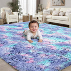 PLHXFR 9x12 Area Rugs Living Room: Fluffy Bedroom Soft Shag Rug Kid Rainbow | by PLHXFRSoftAreaRugs