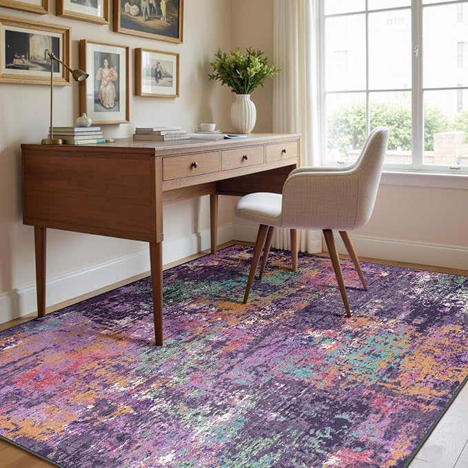 RELEANY Washable 4'x6' Abstract Area Rug - Image 4