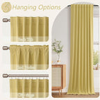 Yellow 100% Blackout Linen Curtains 90 Inch Length 2 Panels Set - Image 6