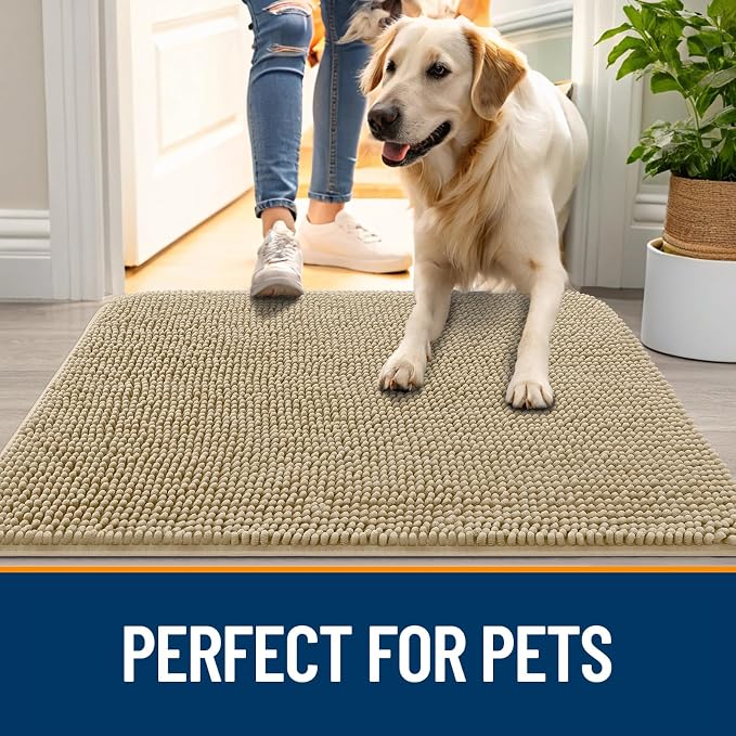 OLANLY Dog Door Mat for Muddy Paws 24x16, Super Absorbent Chenille Mud Mat | - Image 6