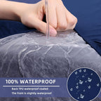 hyha Waterproof Couch Cushion Covers, Stretch Sofa Couch Seat Slipcover for Dog Washable, Non-Slip Waterproof Outdoor Cushion Covers for Patio Furniture Replacement (3 Pieces, Navy)