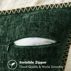 MIULEE Pack of 2 Christmas Pillow Covers 24x24 Inch Dark Green Farmhouse Decorative Throw Pillow Covers with Stitched Edge Soft Chenille Solid Dyed Couch Pillow Covers for Sofa Bed Living Room