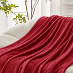 Exclusivo Mezcla Soft Waffle Fleece Bed Blanket Queen Size, Deep Red | - Image 5