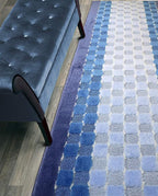 11 Ft Blue Hallway Runner Rug, Custom Size Non Slip Washable, Pet Friendly | by ORFAHOME