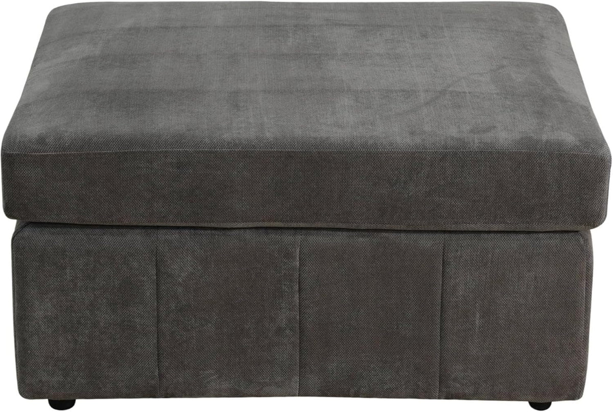 Ottoman Rectangular Storage Ottoman Bench, Flannel Footrest Stool Footstool with Lid for Living Room, Bedroom, Entryway, Gray, 38"x29"x22"