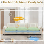 URRED Modular Sectional Sofa Comfy Cloud Couch, Modern Chenille Sofa Sleeper Deep Seat Couches with Ottoman/Pillows for Living Room (White, 117'')