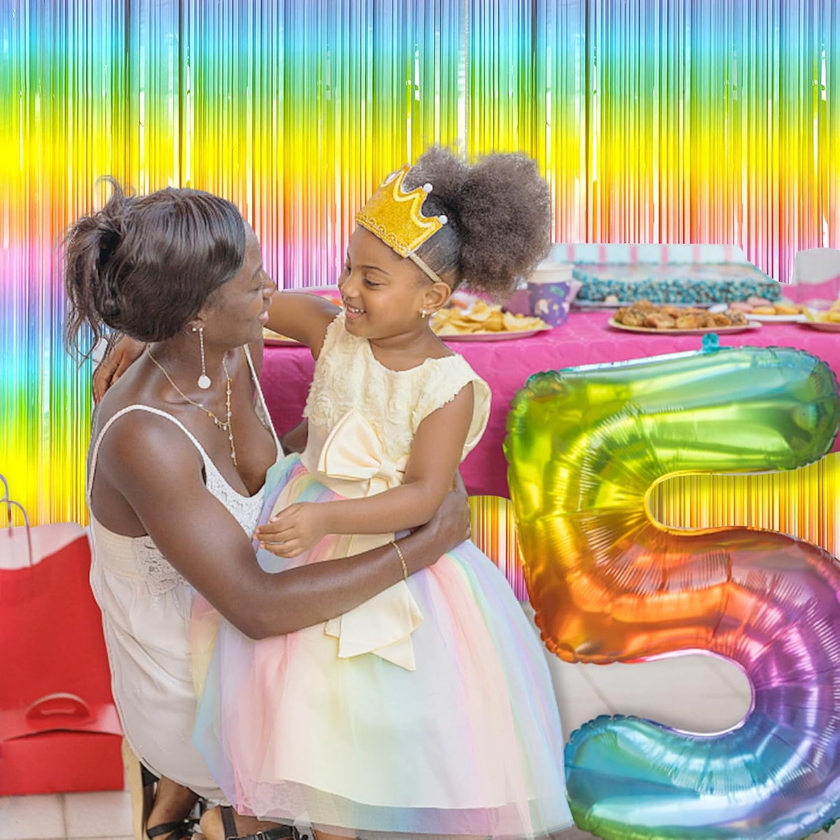 3 Pack Backdrop Pastel Rainbow Foil Fringe Backdrop Curtains Dance Party Decorations Photo Booth Props for Bachelorette Easter Decorations Christmas Halloween New Years Eve Party Supplies