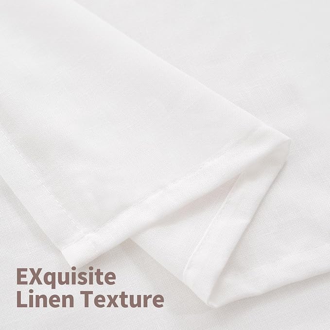 YoungsTex White Linen Semi Sheer Curtains 45 Inch Length - Image 8