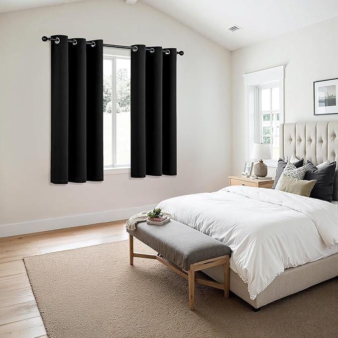MIULEE Blackout Curtains for Bedroom 2 Panels 40 x 68 Inch Long Black | Thermal - Image 6