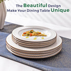 GBHOME Ceramic Dinnerware Sets, 24 pcs Embossed Elegant Stoneware Plates and Bowls Sets, Housewarming Wedding Gift | Dishwasher & Microwave Safe | Dishes Set Service for 8