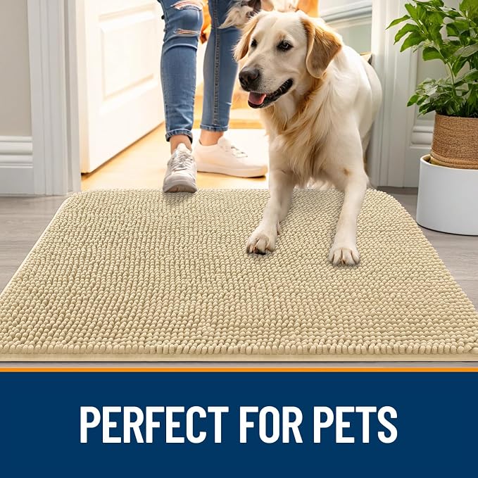 OLANLY Dog Door Mat for Muddy Paws 50x30, Super Absorbent Chenille Mud Mat | - Image 6
