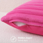 decorUhome Fall Faux Fur Throw Pillow Covers 26x26 Set of 2 Hot Pink | - Image 3