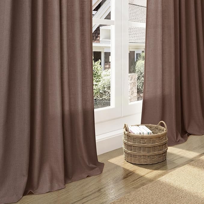 Mocha Mousse Curtains 84 Inch Length 2 Panels Set Back Tab Rod Pocke tLinen - Image 6