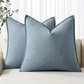 MIULEE Decorative Linen Euro Sham Pillow Covers 26x26 Blue Grey | Boho by MIULEE