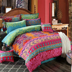 ABREEZE 3Pcs Bohemia Retro Bedding Ethnic Vintage Floral Duvet Cover Boho Bedding 100% Brushed Cotton Bedding Sets Damask Paisley Coloful Mandala Down Comforter Cover,Twin