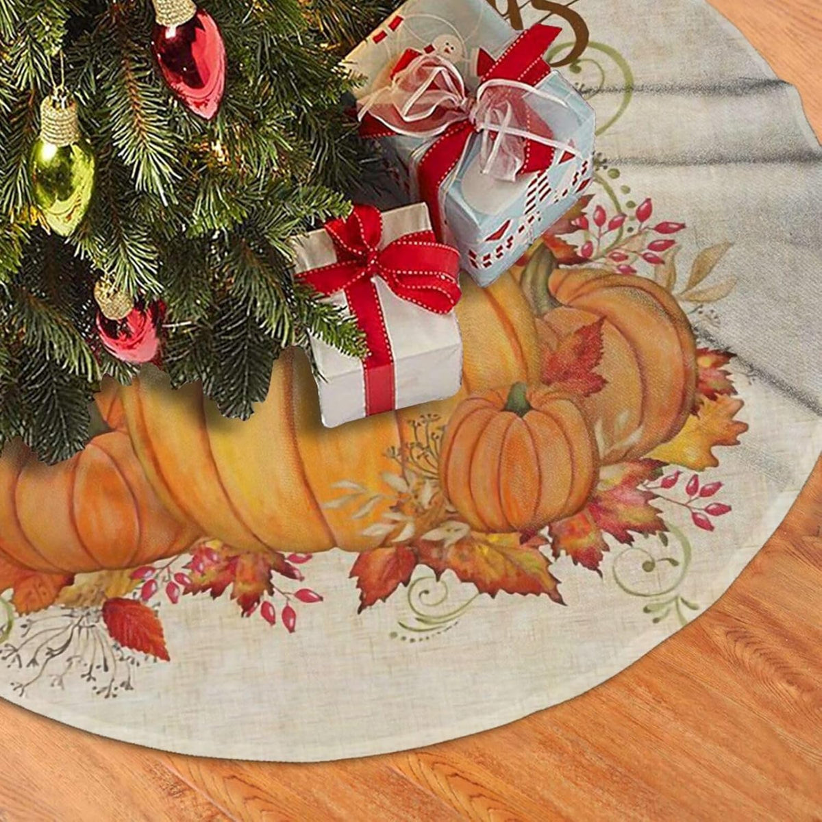 Christmas Tree Skirt,Fall Blessings Xmas Tree Skirt Rustic Farmhouse Tree Skirt for Christmas Decor Xmas Holiday Home Party Decorations30