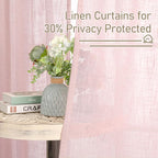 40 Inch Length Linen Curtains for Small Windows Over Silk 2 Panels | Semi Sheer - Image 5