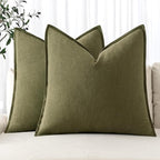 MIULEE Decorative Linen Pillow Covers 18x18 Inch Green | Boho Farmhouse​ by MIULEE