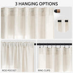Modern Linen Curtains for Living Room 72 Inches Long Light Filtering Semi Sheer - Image 2