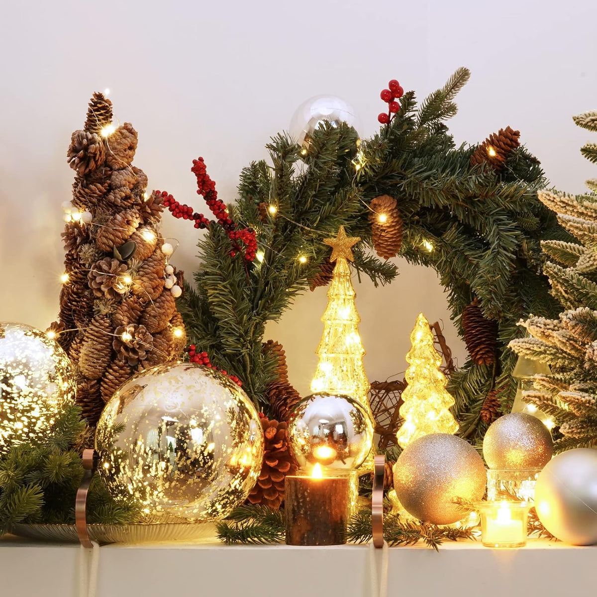 XmasExp Large Christmas Ball Ornaments,1pcs Silver Giant Shatterproof Plastic Hanging Mercury Xmas Ball Decorations Christmas Tree Ornaments (Silver, 8")