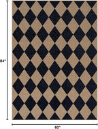 Lahome Checkered Easy Jute 5x7 Outdoor Rug, Washable Rugs - Image 2
