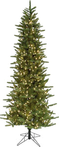 Fraser Hill Farm 6.5-Ft. Carmel Pine Slim Artificial Christmas Tree with White Incandescent Smart Lights and Stand, Prelit Foldable Fake Tree with Realistic Foliage for Home Decoration