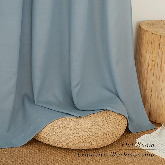 NICETOWN Stone Blue Linen Doorway Curtains 80 inches Long, Grommet Thick Linen - Image 2