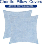 CaliTime Throw Pillow Covers Decorative 16 X 16 Inches Pack of 2 Cozy Chenille Cushion Cases for Couch Sofa Bed Living Room Home Baby Blue