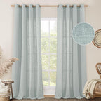 Greyish Blue Linen Sheer Curtains 84 inch by LAMIT