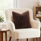 decorUhome Fall Faux Fur Throw Pillow Covers 24x24 Set of 2 Dark Brown | - Image 3