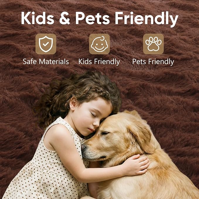 10x14 Extra Large Brown Fluffy Area Rug Non-Slip - Image 7