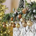 Sea Team 60mm/2.36" Delicate Contrast Color Theme Painting & Glittering Christmas Tree Pendants Decorative Hanging Christmas Baubles Balls Ornaments Set - 30 Pieces (Bronze & Gold)