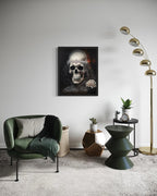 Skull Bride Poster Art Print, Halloween Scary Vintage Wall Art Academia Spooky Painting Decoration for Horror Prints, Gothic Posters Bedroom Decor 89 (Skull Bride, 11 x 14 inches, Black Frame)