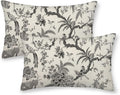 CXMEIFLY Spring Floral Birds Pillow Covers 12 x 20 Inch Set of 2 for Chinoiserie Flowers Decor Throw Pillows Black and White Plant Outdoor Decorative Cushion Cases for Couch Bed Decorations
