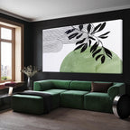 TAIJXAGSG Large Boho Green Wall Art For Living Room Century Modern Canvas Art Wall Decor Picture Painting Aesthetics Botanical Abstract Art Prints Bedroom Office Wall Hanging Decor 29x58 In