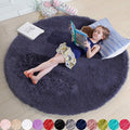 Amdrebio Purple Grey Round Circle Area Rug 5Ft by Amdrebio