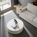 Coffee Table and Side Table Set, Round Faux Marble Coffee Table Set of 2 for Living Room, Luxury Circle End Table Modern Drum Center Tables for Apartment Office