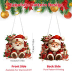 MEIYUDA Christmas Diamond Art Hanging Kits for Adult, Santa Claus Diamond Painting Hanging Kits Ornaments, DIY Special Shaped Rhinestone Window Pendants kit for Home Garden Wall Decor Gift